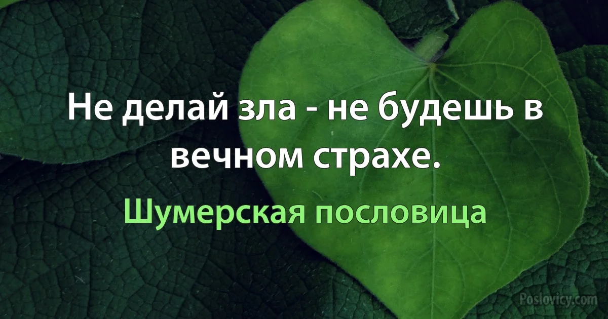 Не делай зла - не будешь в вечном страхе. (Шумерская пословица)