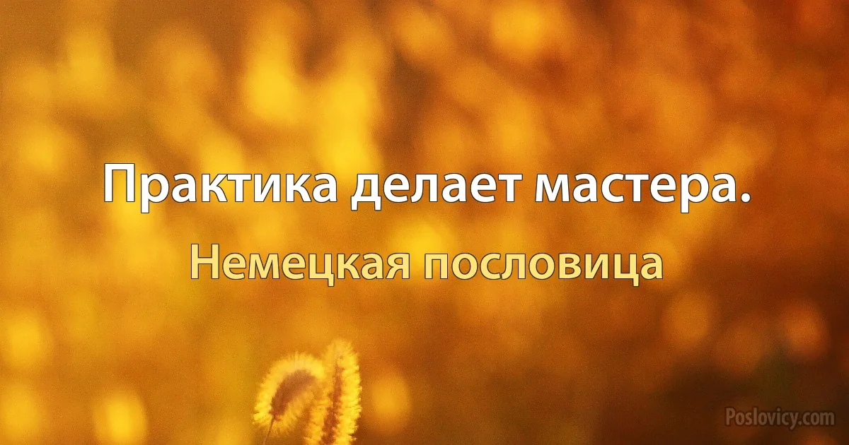 Практика делает мастера. (Немецкая пословица)