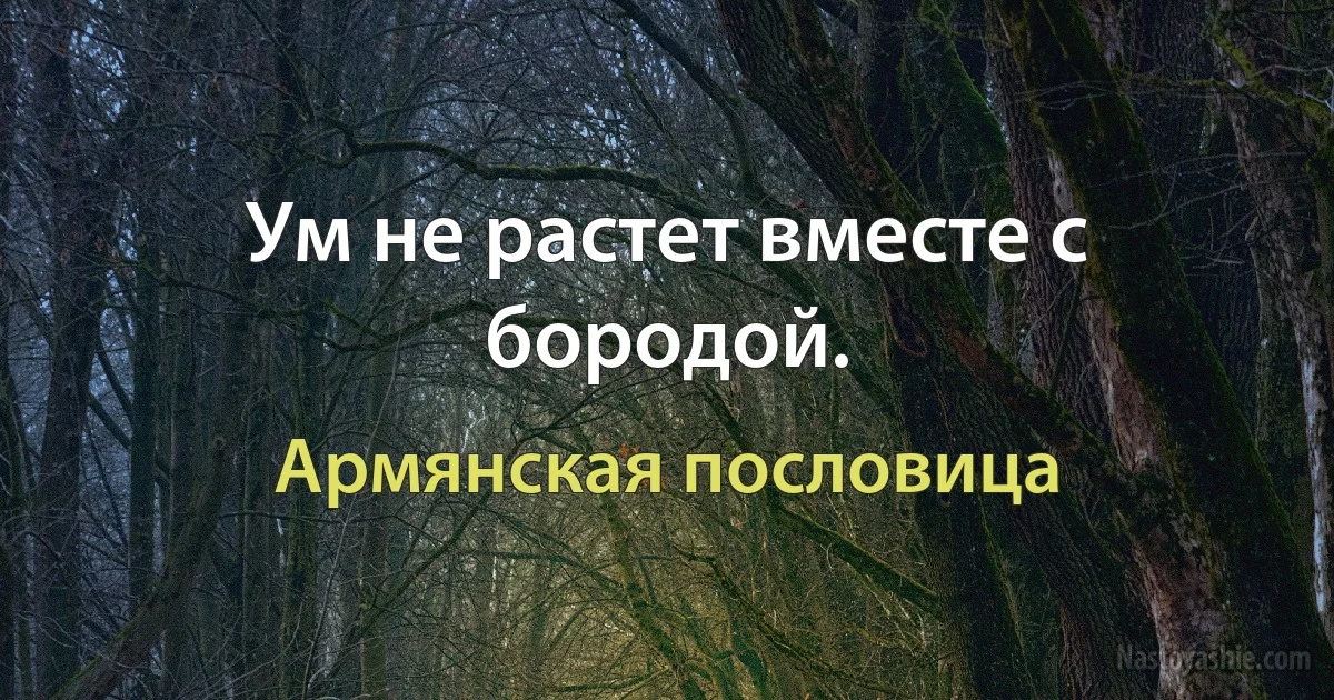 Ум не растет вместе с бородой. ()