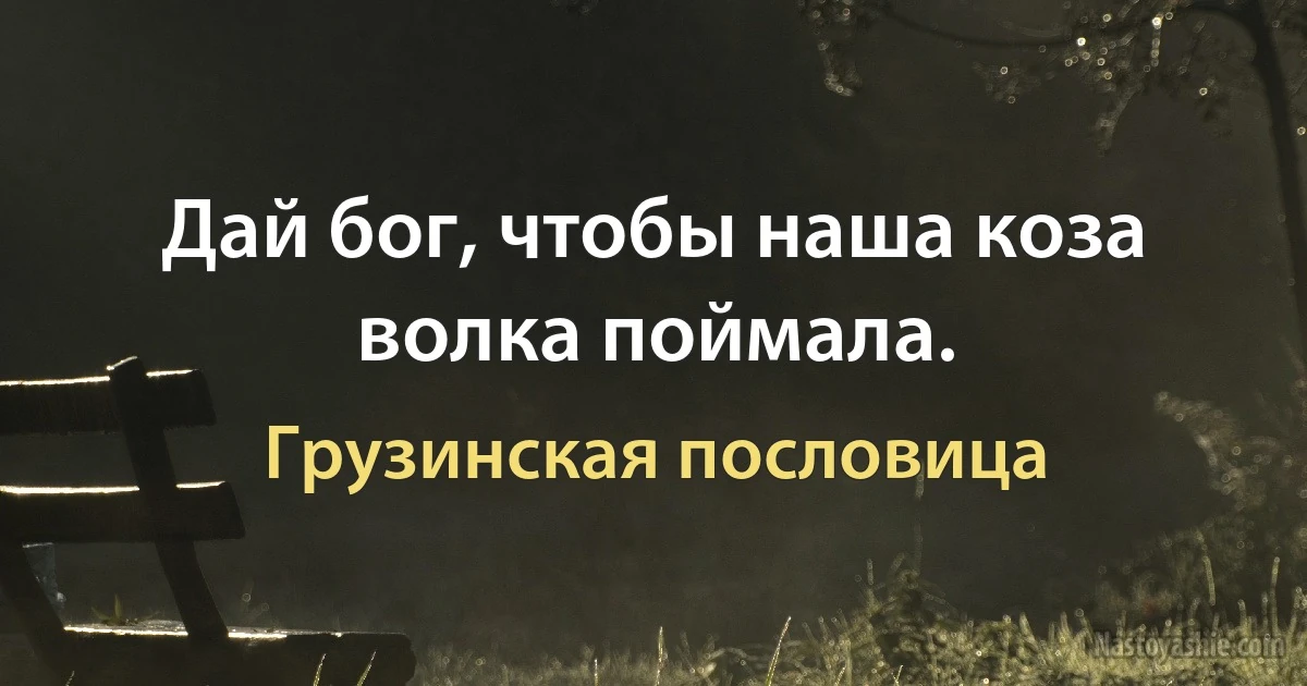 Дай бог, чтобы наша коза волка поймала. (Грузинская пословица)