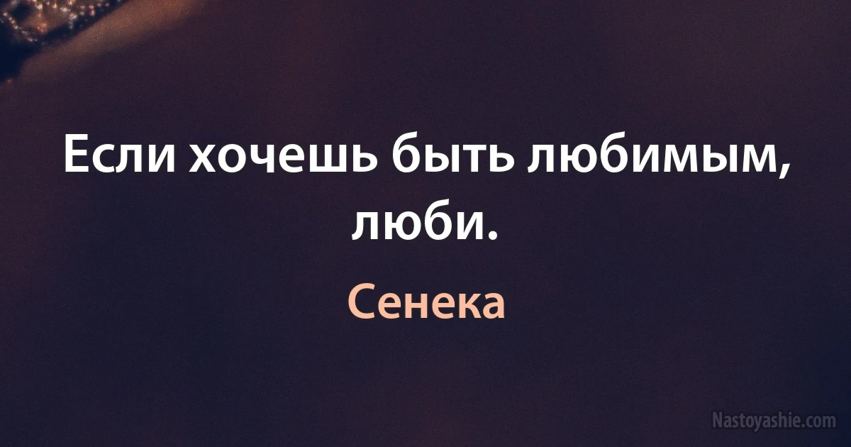 Если хочешь быть любимым, люби. (Сенека)