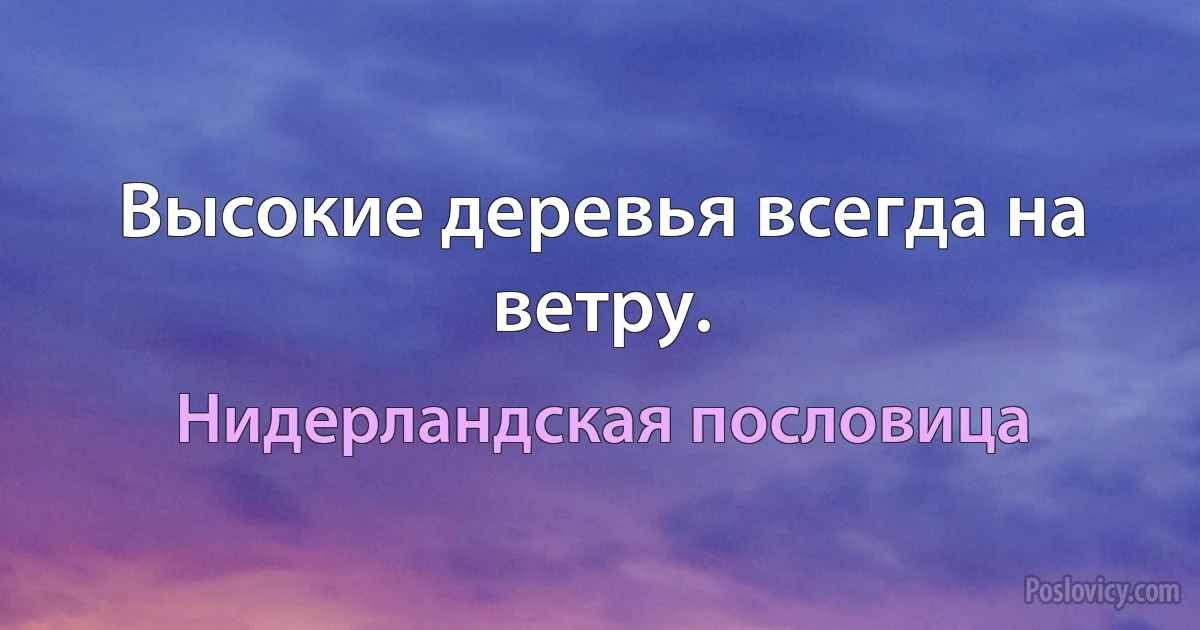 Высокие деревья всегда на ветру. (Нидерландская пословица)
