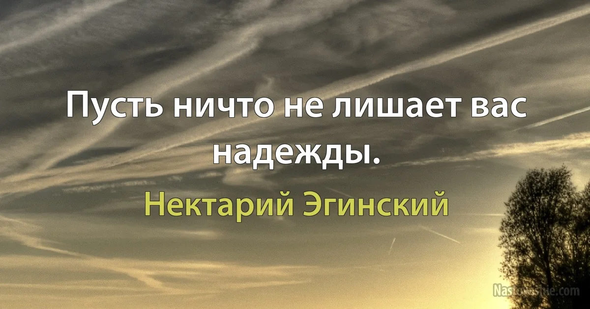 Пусть ничто не лишает вас надежды. (Нектарий Эгинский)