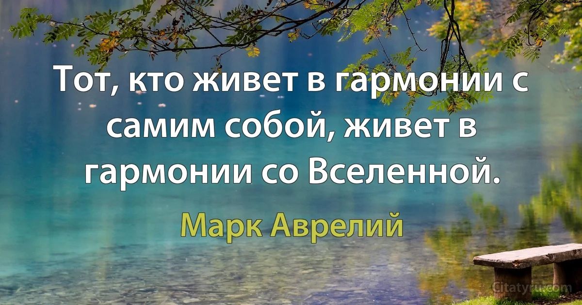 Тот, кто живет в гармонии с самим собой, живет в гармонии со Вселенной. (Марк Аврелий)