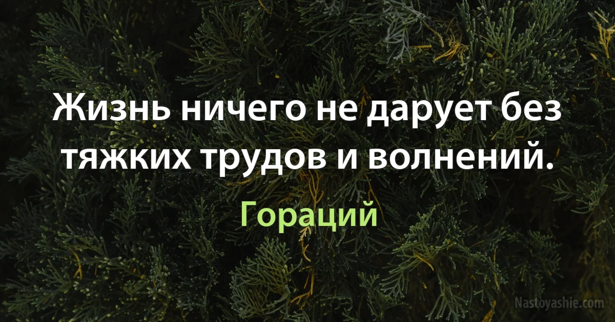 Жизнь ничего не дарует без тяжких трудов и волнений. (Гораций)