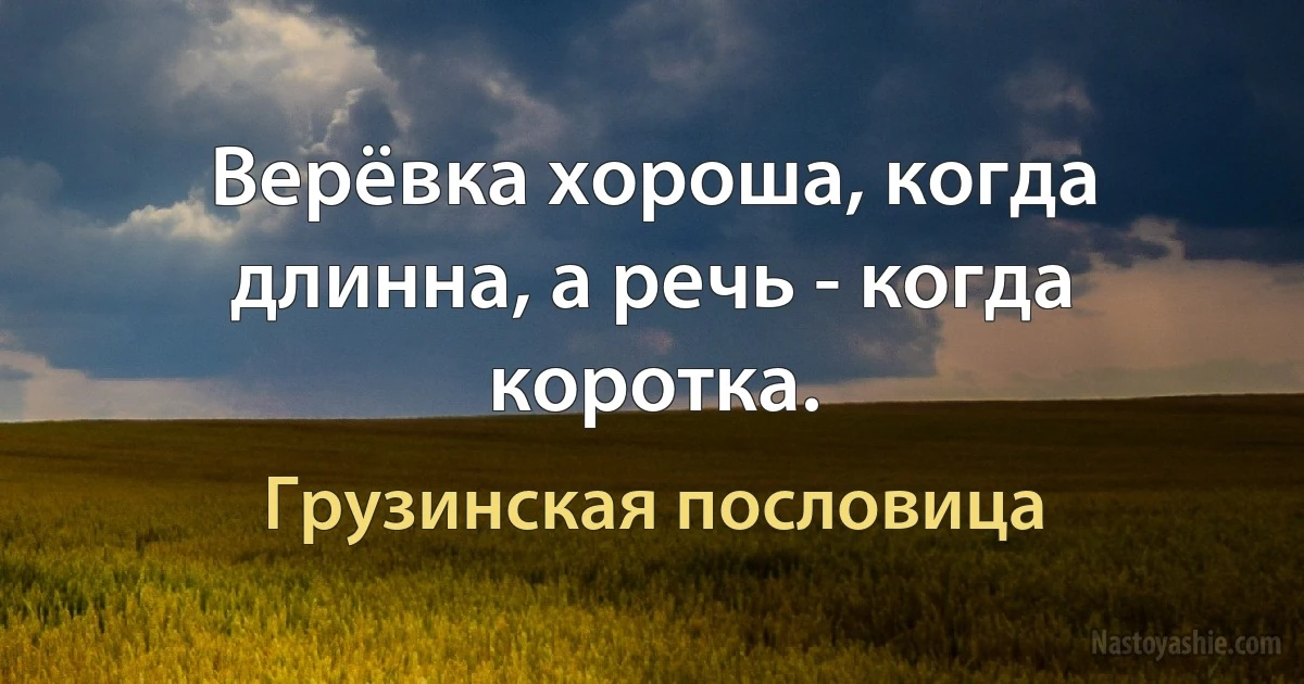 Верёвка хороша, когда длинна, а речь - когда коротка. (Грузинская пословица)