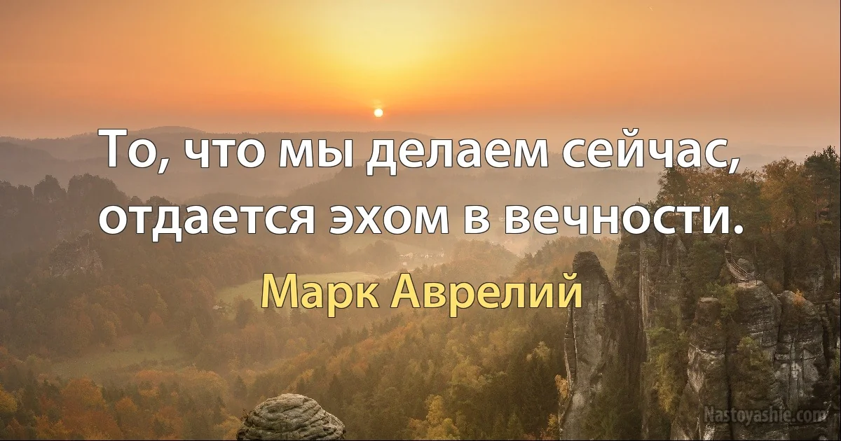 То, что мы делаем сейчас, отдается эхом в вечности. (Марк Аврелий)