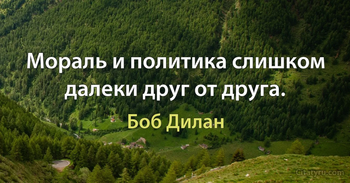 Мораль и политика слишком далеки друг от друга. (Боб Дилан)