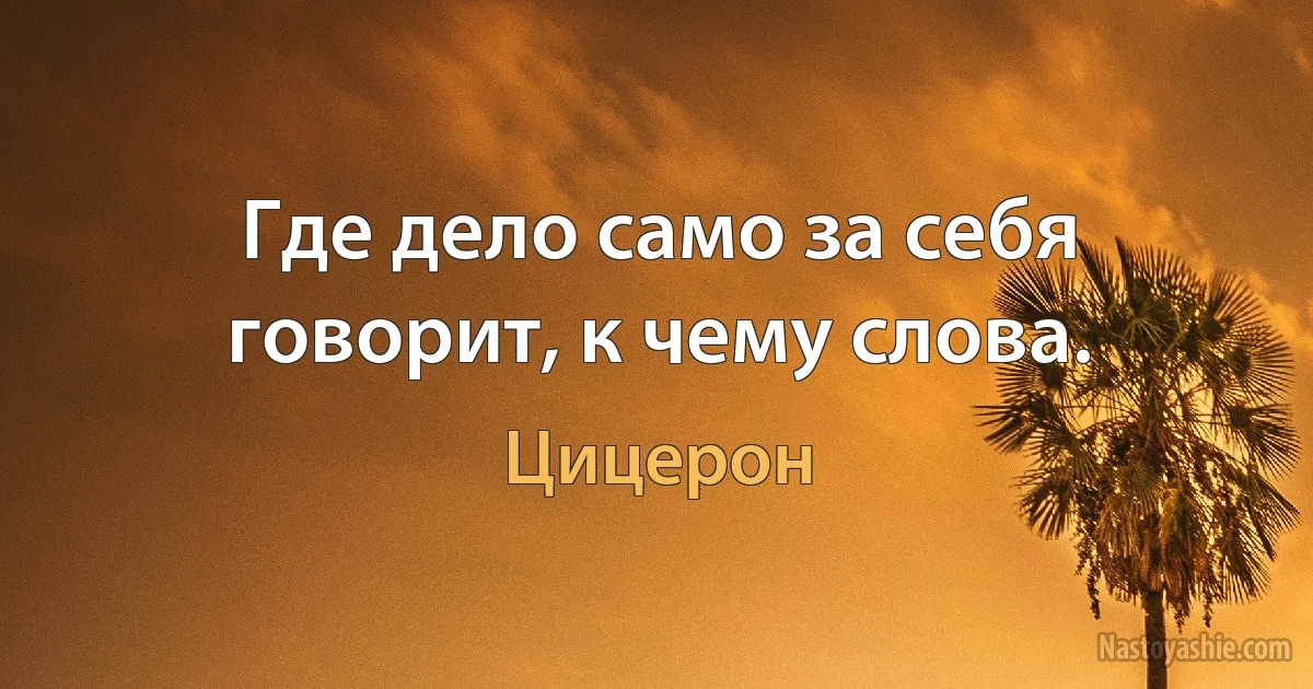 Где дело само за себя говорит, к чему слова. (Цицерон)