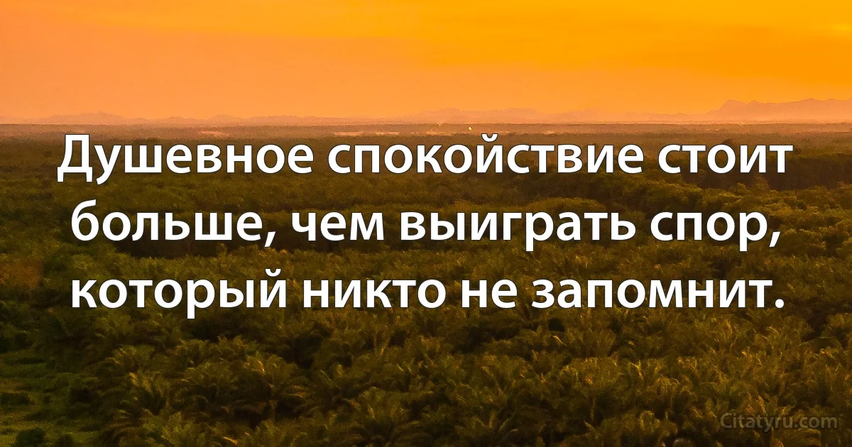 Душевное спокойствие стоит больше, чем выиграть спор, который никто не запомнит. (INZ RU)