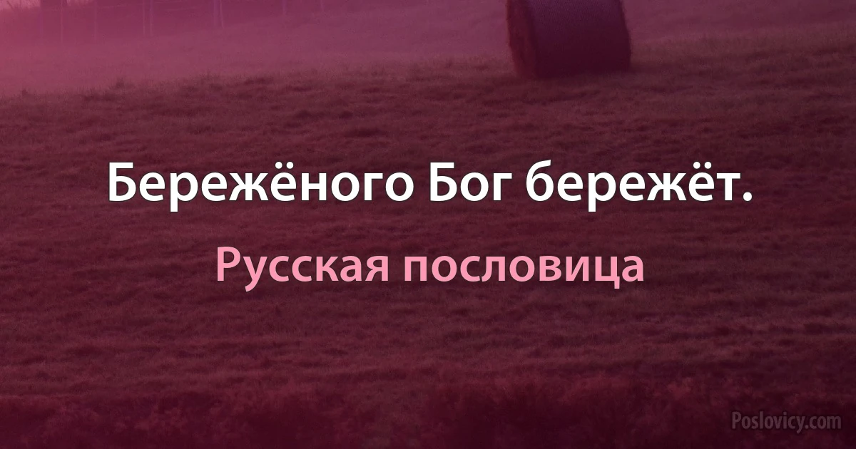 Бережёного Бог бережёт. (Русская пословица)