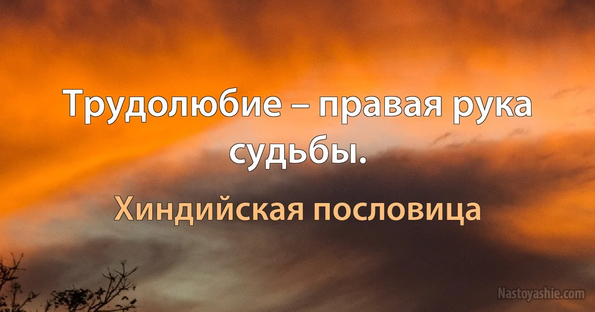 Трудолюбие – правая рука судьбы. (Хиндийская пословица)