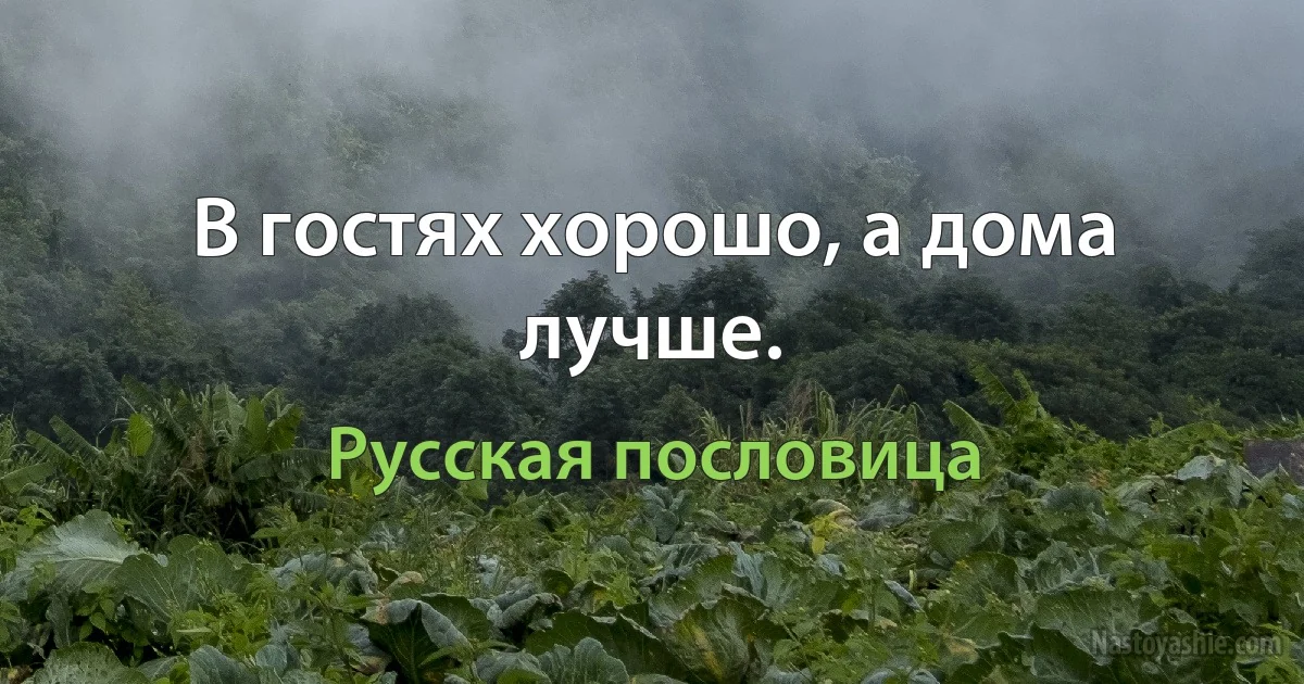 В гостях хорошо, а дома лучше. (Русская пословица)