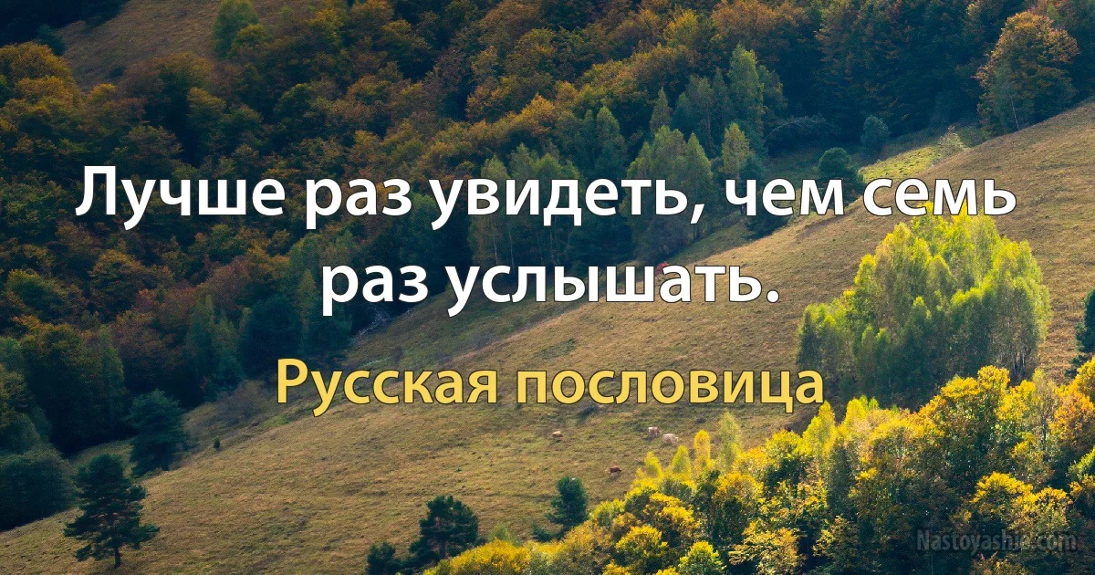 Лучше раз увидеть, чем семь раз услышать. (Русская пословица)