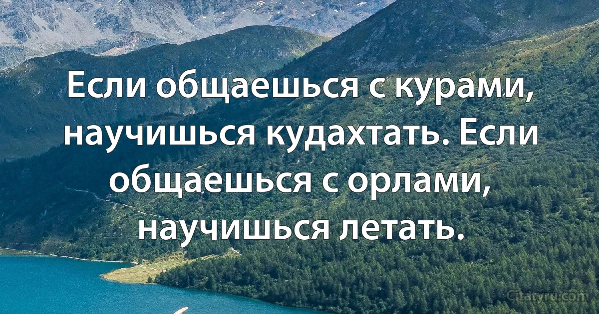 Если общаешься с курами, научишься кудахтать. Если общаешься с орлами, научишься летать. (INZ RU)