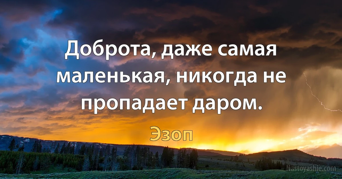 Доброта, даже самая маленькая, никогда не пропадает даром. (Эзоп)