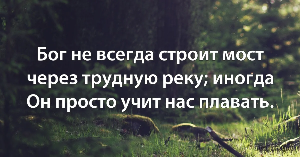 Бог не всегда строит мост через трудную реку; иногда Он просто учит нас плавать. (INZ RU)