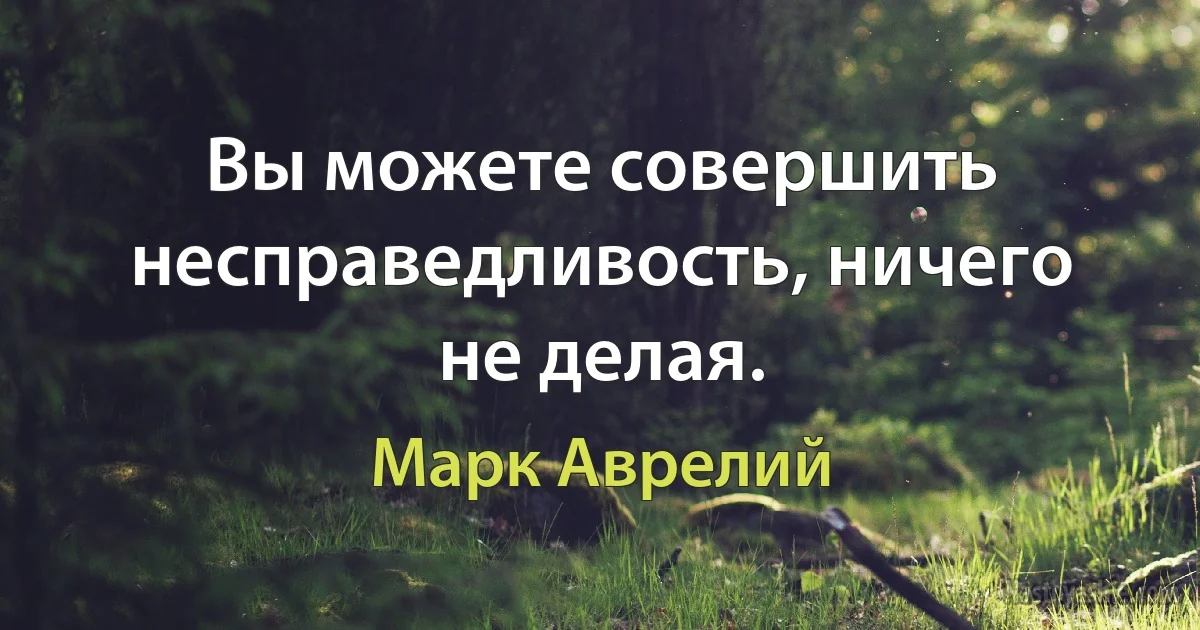 Вы можете совершить несправедливость, ничего не делая. (Марк Аврелий)