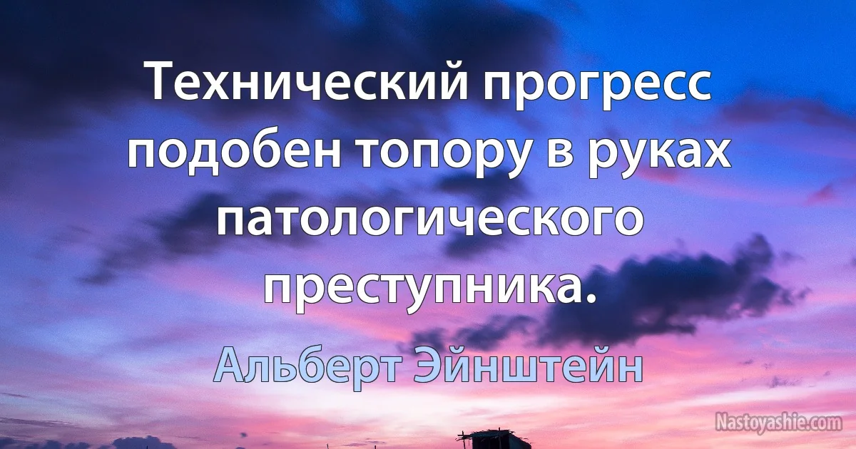 Технический прогресс подобен топору в руках патологического преступника. (Альберт Эйнштейн)