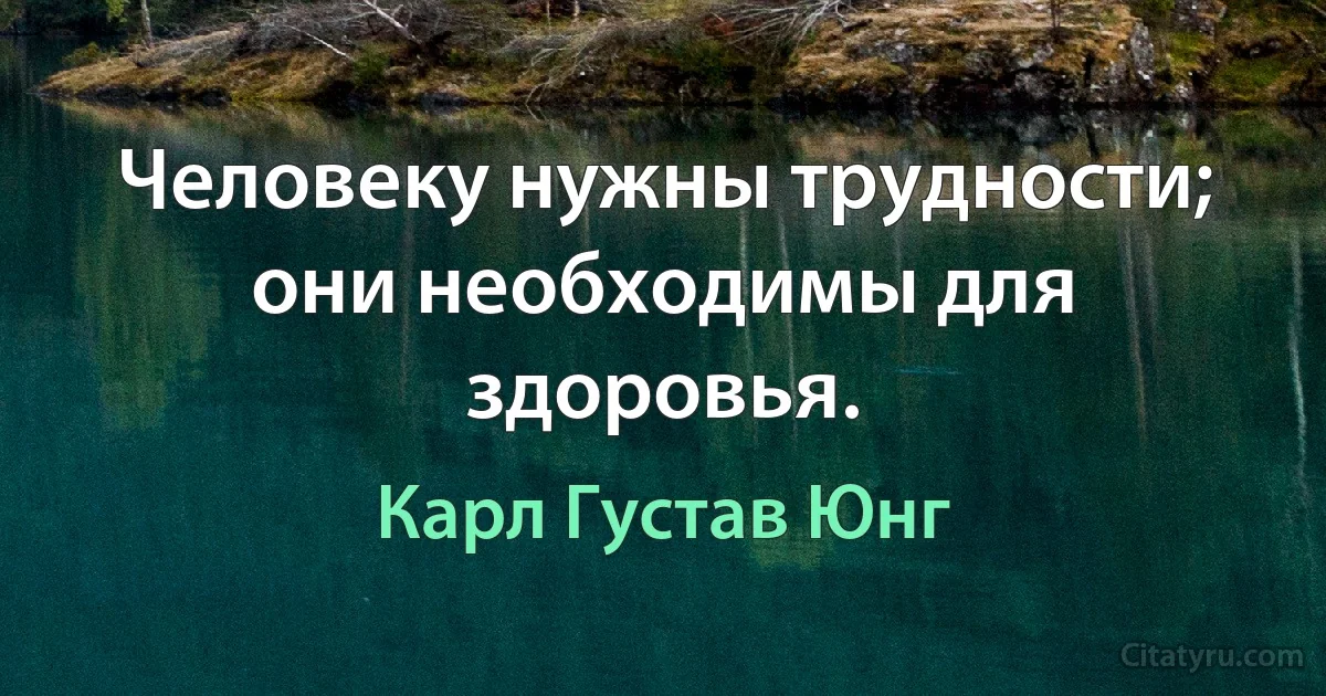 Человеку нужны трудности; они необходимы для здоровья. (Карл Густав Юнг)