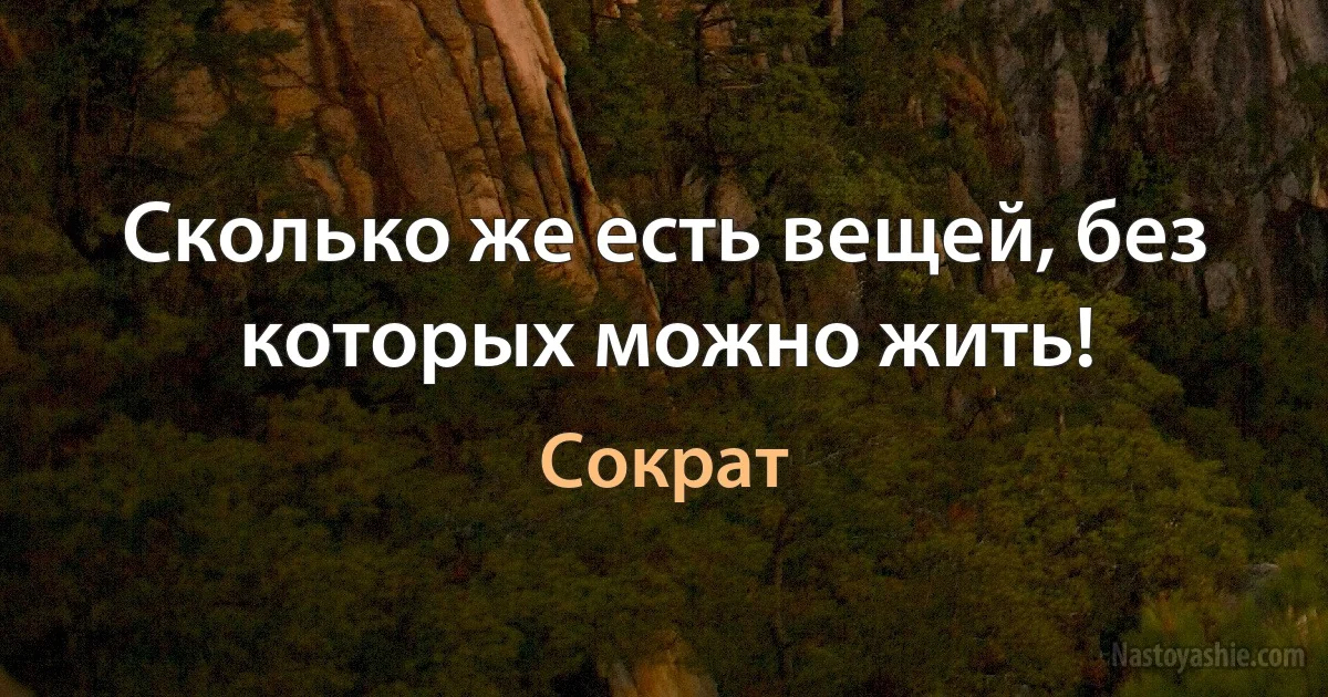 Сколько же есть вещей, без которых можно жить! (Сократ)