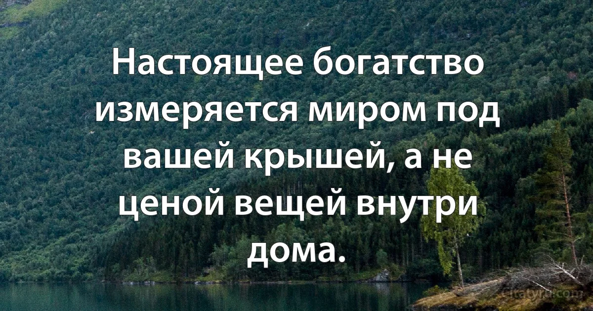 Настоящее богатство измеряется миром под вашей крышей, а не ценой вещей внутри дома. (INZ RU)