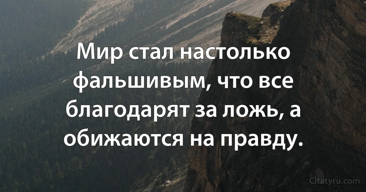 Мир стал настолько фальшивым, что все благодарят за ложь, а обижаются на правду. (INZ RU)