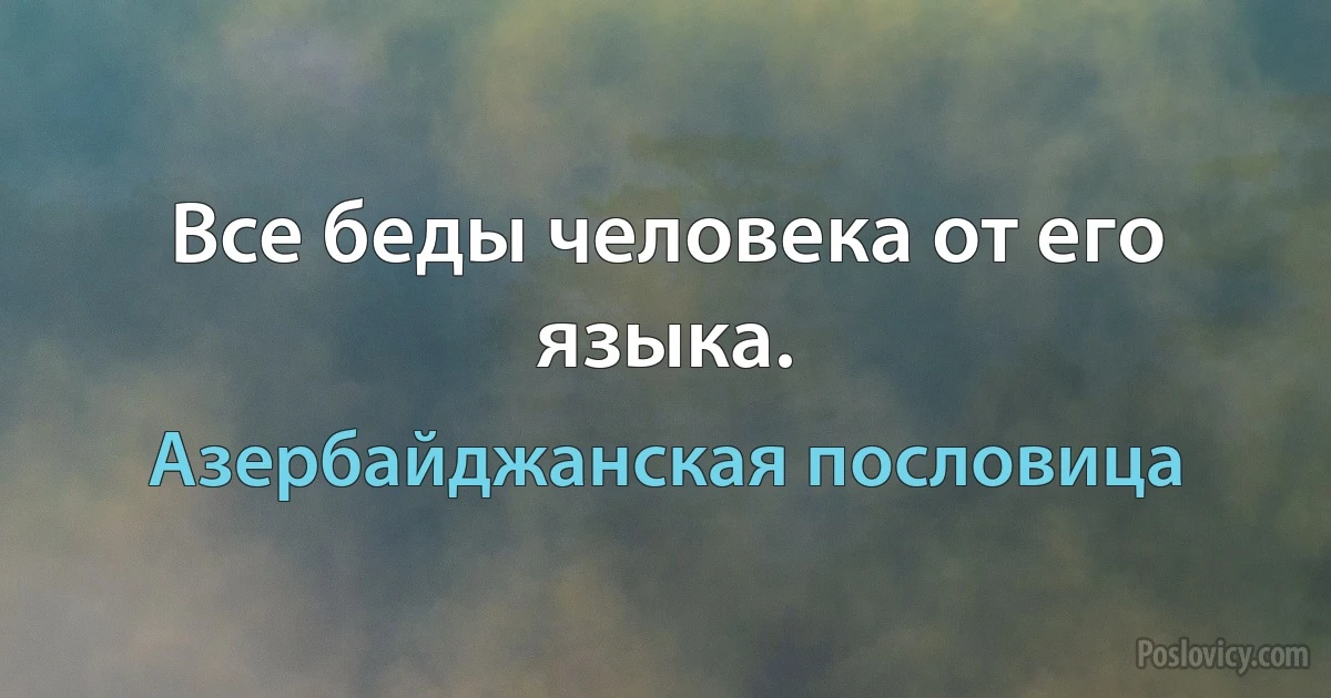 Все беды человека от его языка. (Азербайджанская пословица)