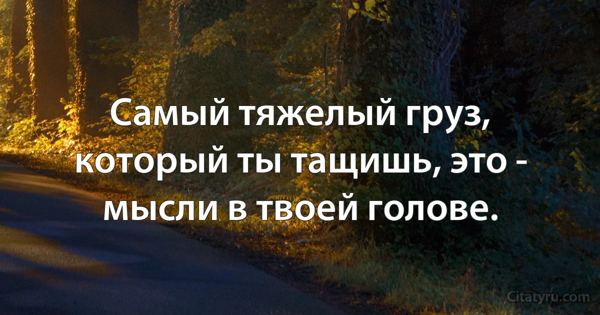 Самый тяжелый груз, который ты тащишь, это - мысли в твоей голове. (INZ RU)