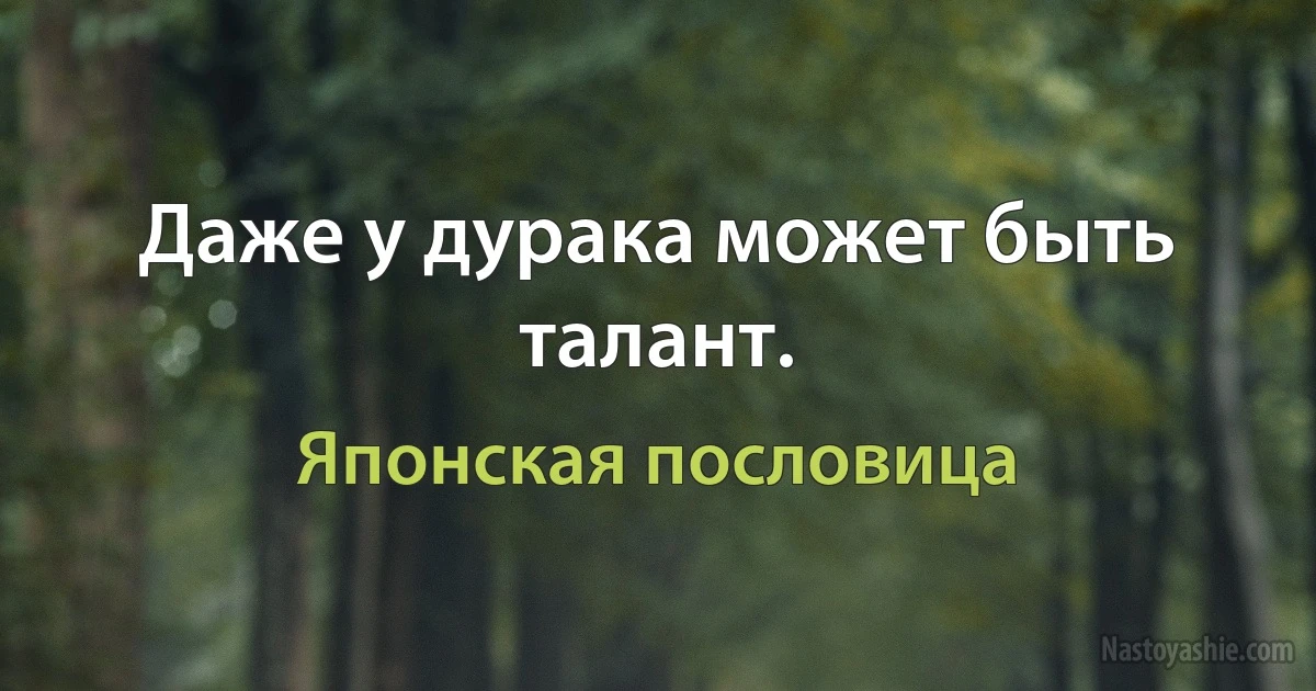 Даже у дурака может быть талант. (Японская пословица)