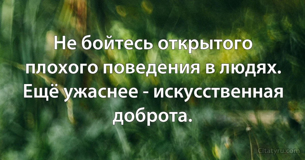 Не бойтесь открытого плохого поведения в людях. Ещё ужаснее - искусственная доброта. (INZ RU)