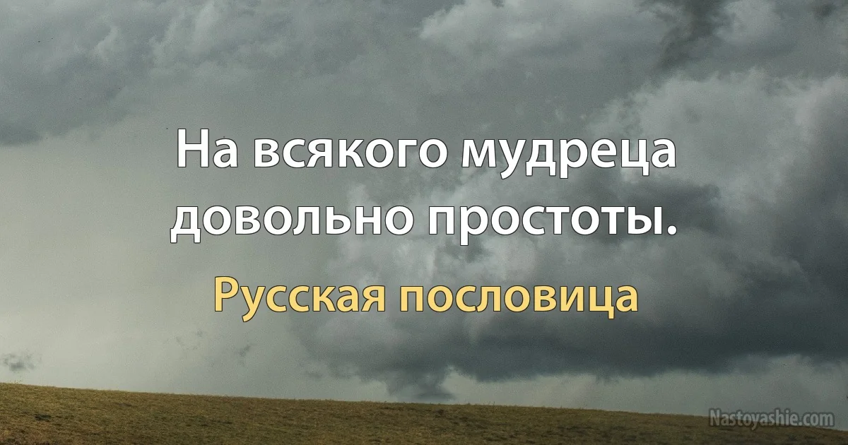 На всякого мудреца довольно простоты. (Русская пословица)