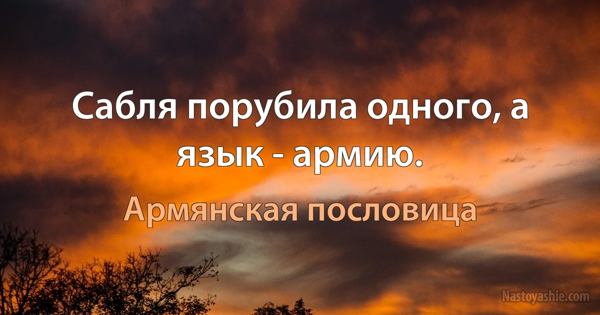 Сабля порубила одного, а язык - армию. (Армянская пословица)